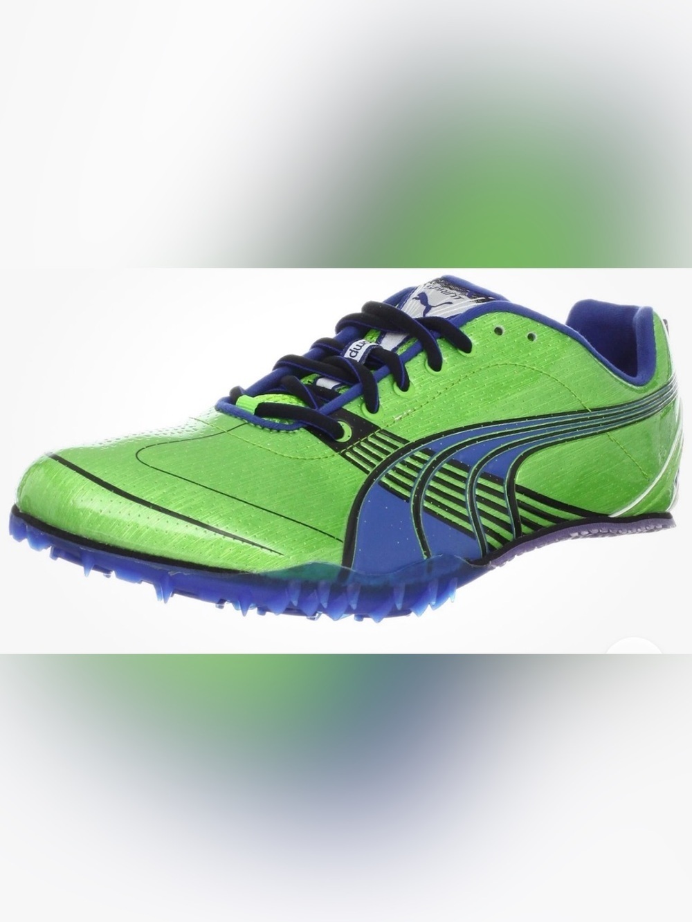 Puma Men's Bright Green and Blue Track Spikes Athletic Shoes